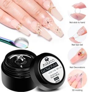 MSRUIOO 10ml Clear Solid Nail Tips Gel Long Lasting Bubble-free UV/LED Building Gel for Nails Home Salon Manicure DIY Design