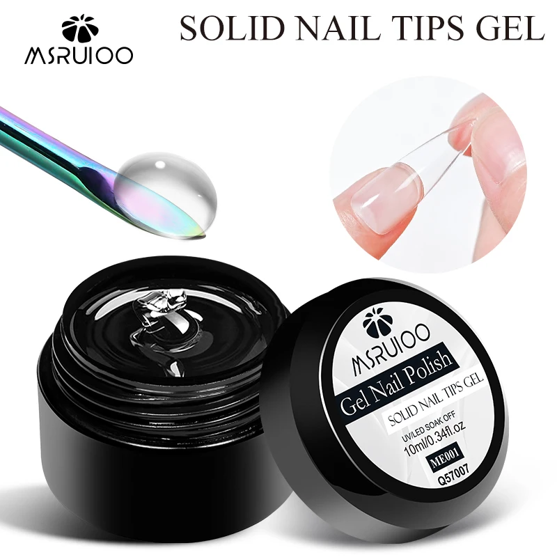 MSRUIOO 10ml Clear Solid Nail Tips Gel Long Lasting Bubble-free UV/LED Building Gel for Nails Home Salon Manicure DIY Design - Image 2