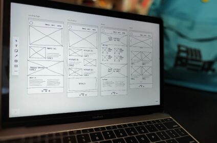 Loubane web design agency, website wireframe on a laptop
