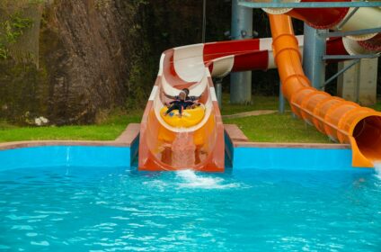 Family water slide at an amusement park